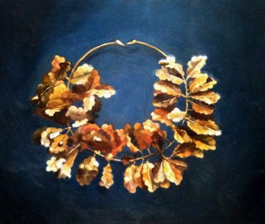 Tom Mole painting of golden wreath