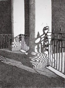Tom Mole drawing of  Railings at St Georges